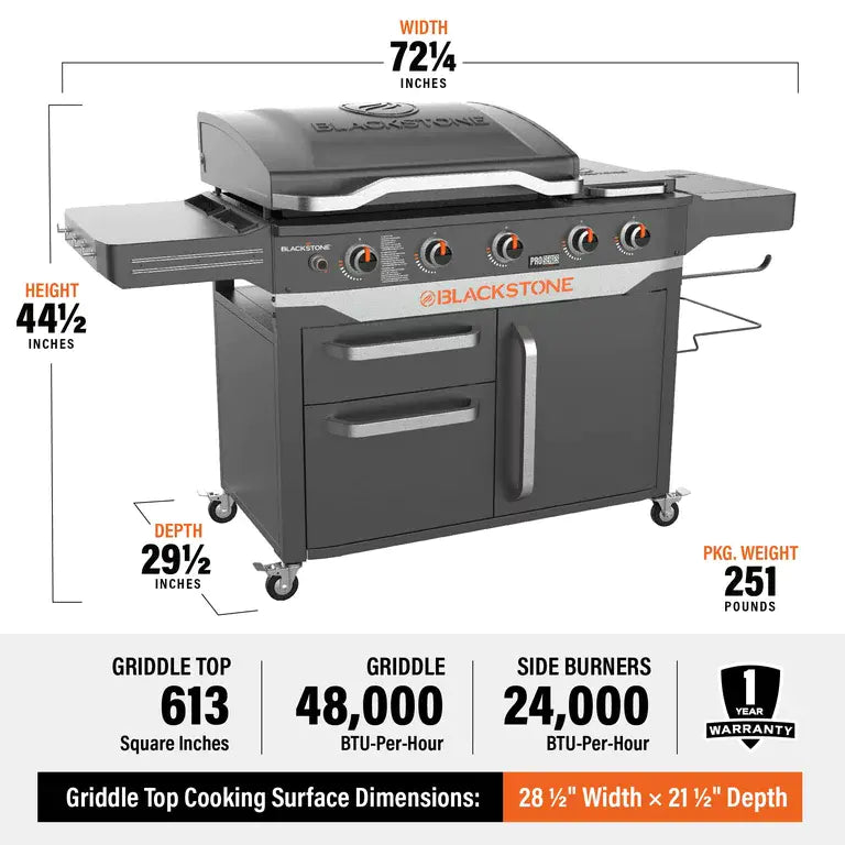 Blackstone ProSeries 5 Burner 28 Propane Griddle with Range Top