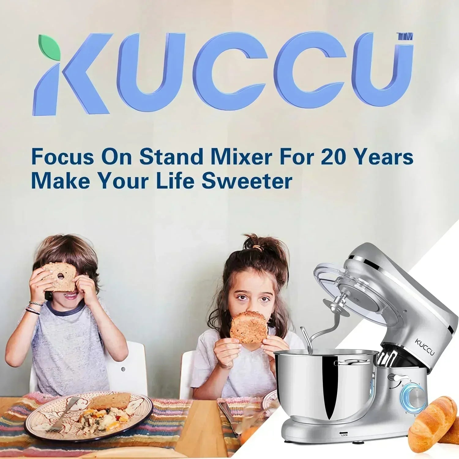 Stand Mixer 6.5 Qt 660W 6-Speed Tilt-Head Food Dough Mixer Kitchen Electric Mixer Stainless Steel