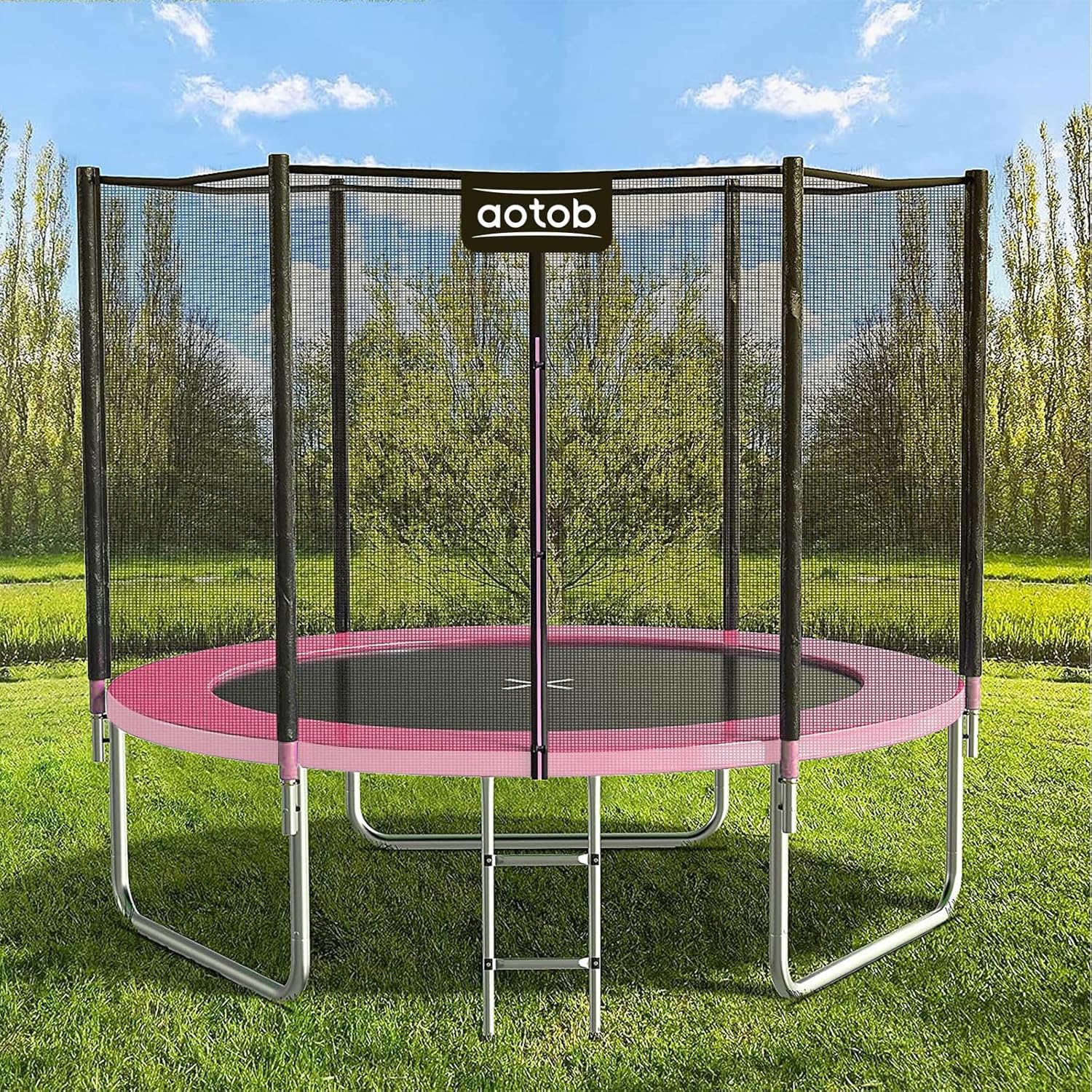 AOTOB 8FT 10FT 12FT 14 FT 15FT Trampoline with Safety Enclosure Net Outdoor Trampoline