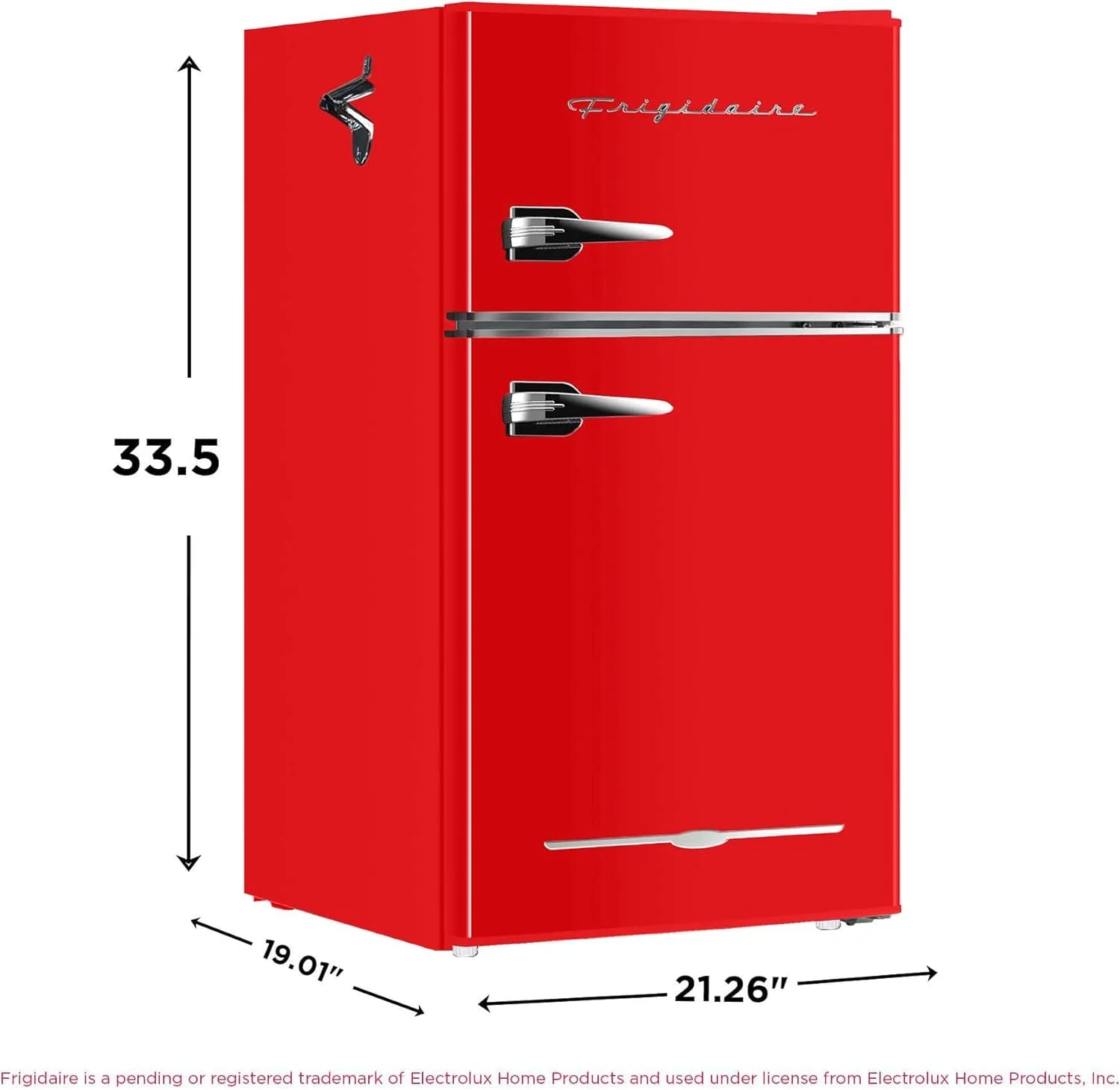 Frigidaire Retro Mini Fridge with Freezer Side Bottle Opener-Small 2 Door Refrigerator Office Bar
