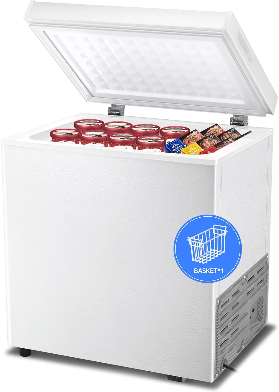 Kismile 3.5 Cubic Feet Chest Freezer Free Standing Top Open Door Compact Deep Freezer