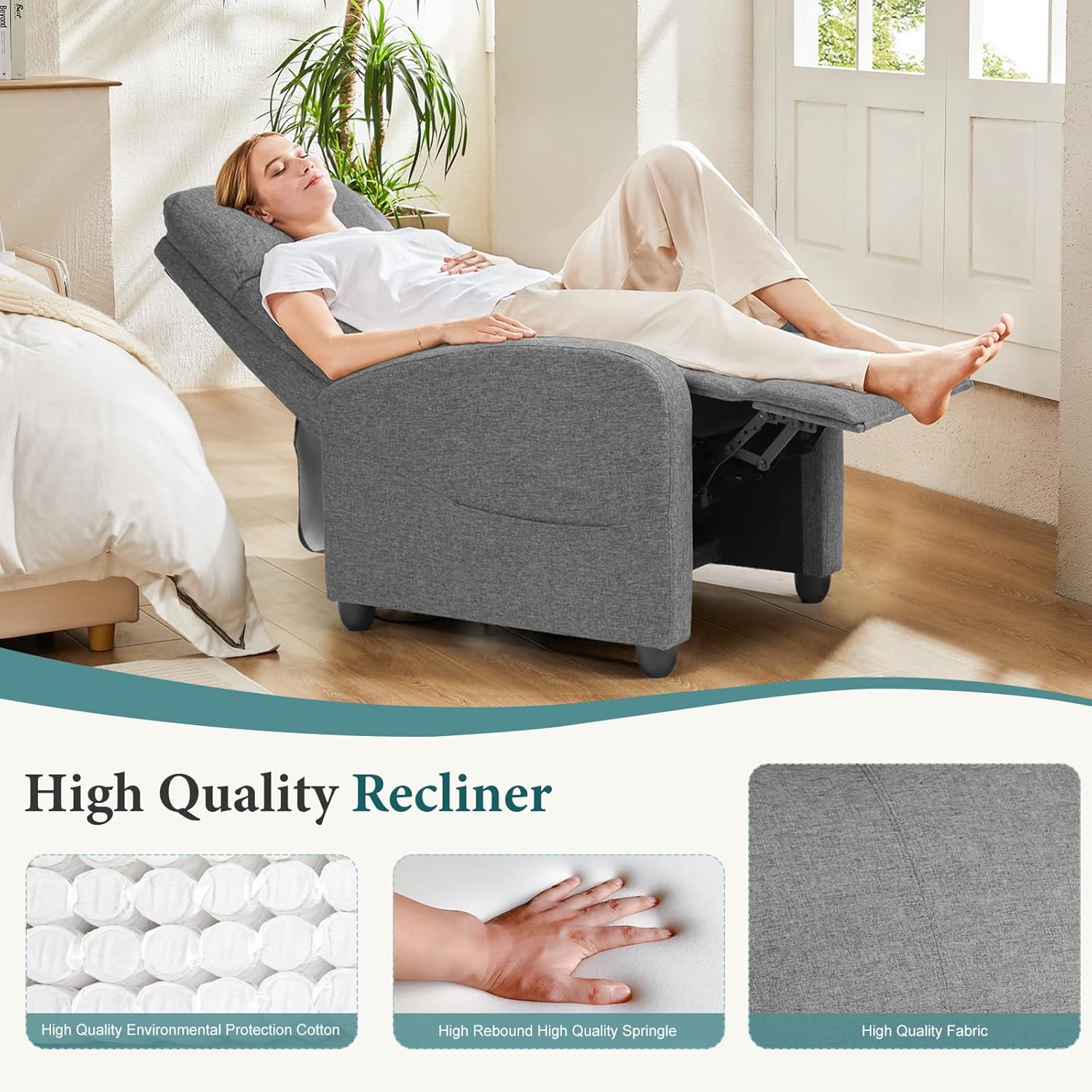Swivel high-back rocking chair with footrest padded glider baby chair with comfortable deep seat