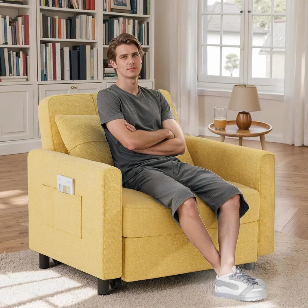Sofa Bed Chair 3 in 1 Convertible Pullout Single Sleeper Chair Bed Spacious Multifunctional Sofa