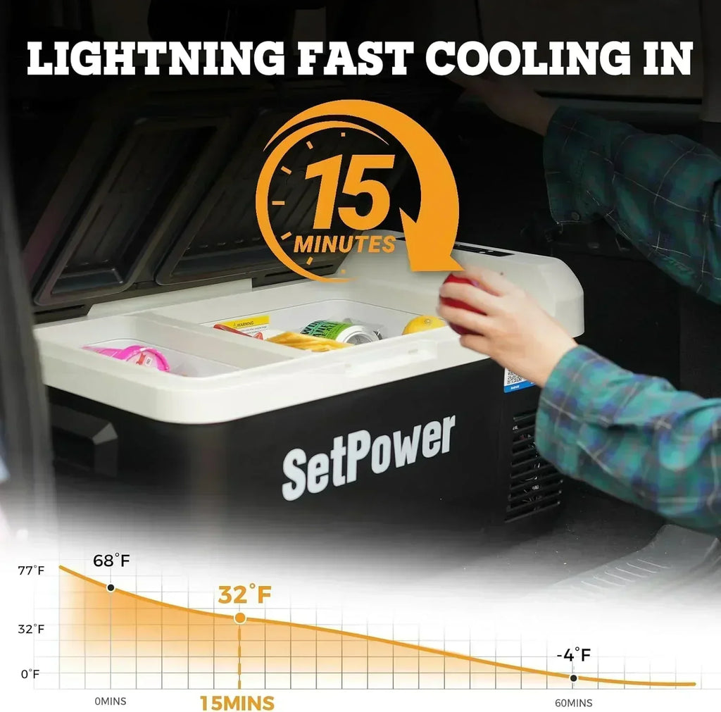 12V Refrigerator 21 Quart Portable Freezer 50 Hours Keep Cool Electric Cooler Car Refrigerator