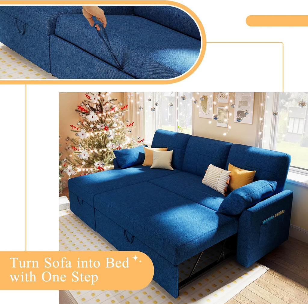 VanAcc Sofa Bed Sleeper Sofa with Storage Chaise 2 in 1 Pull Out Couch Living Room