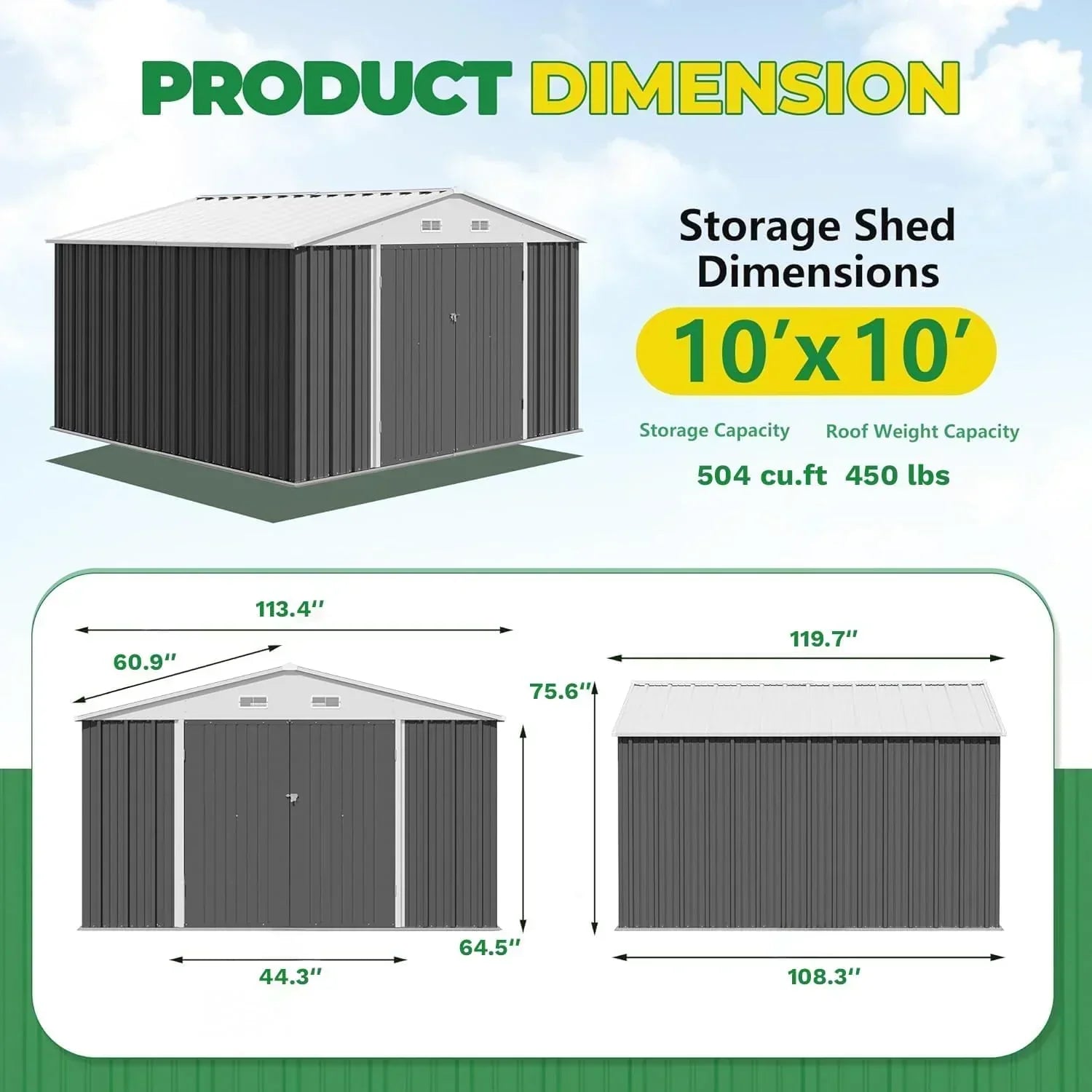 Devoko Outdoor Storage Shed Lockable Metal Garden Shed Steel Anti-Corrosion Storage House