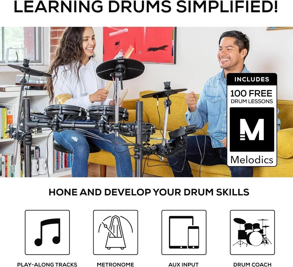 Alesis Turbo Mesh Kit - Electric Drum Set with Over 100 Sounds Mesh Drum Pad
