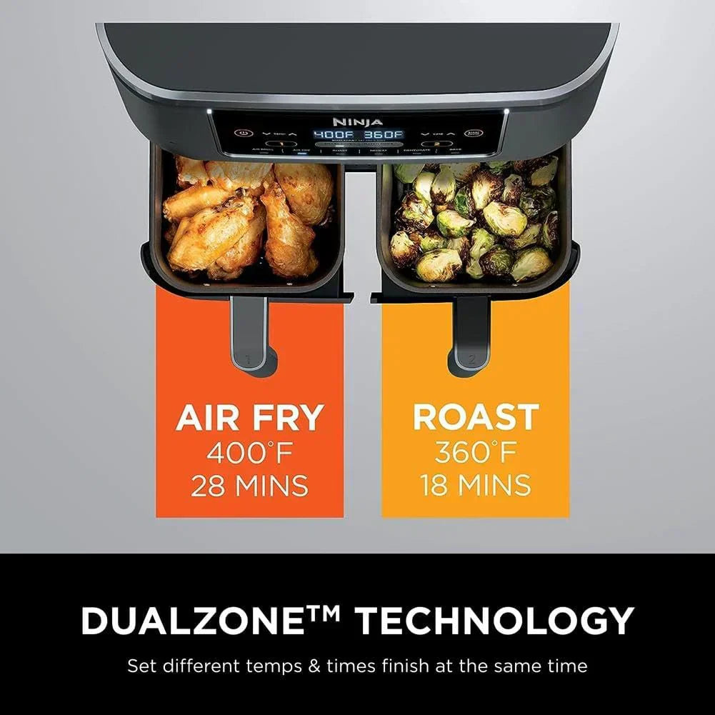 Ninja Foodi 6-in-1 FlexBasket Air Fryer with 7 QT MegaZone Basket Divider for Large Proteins