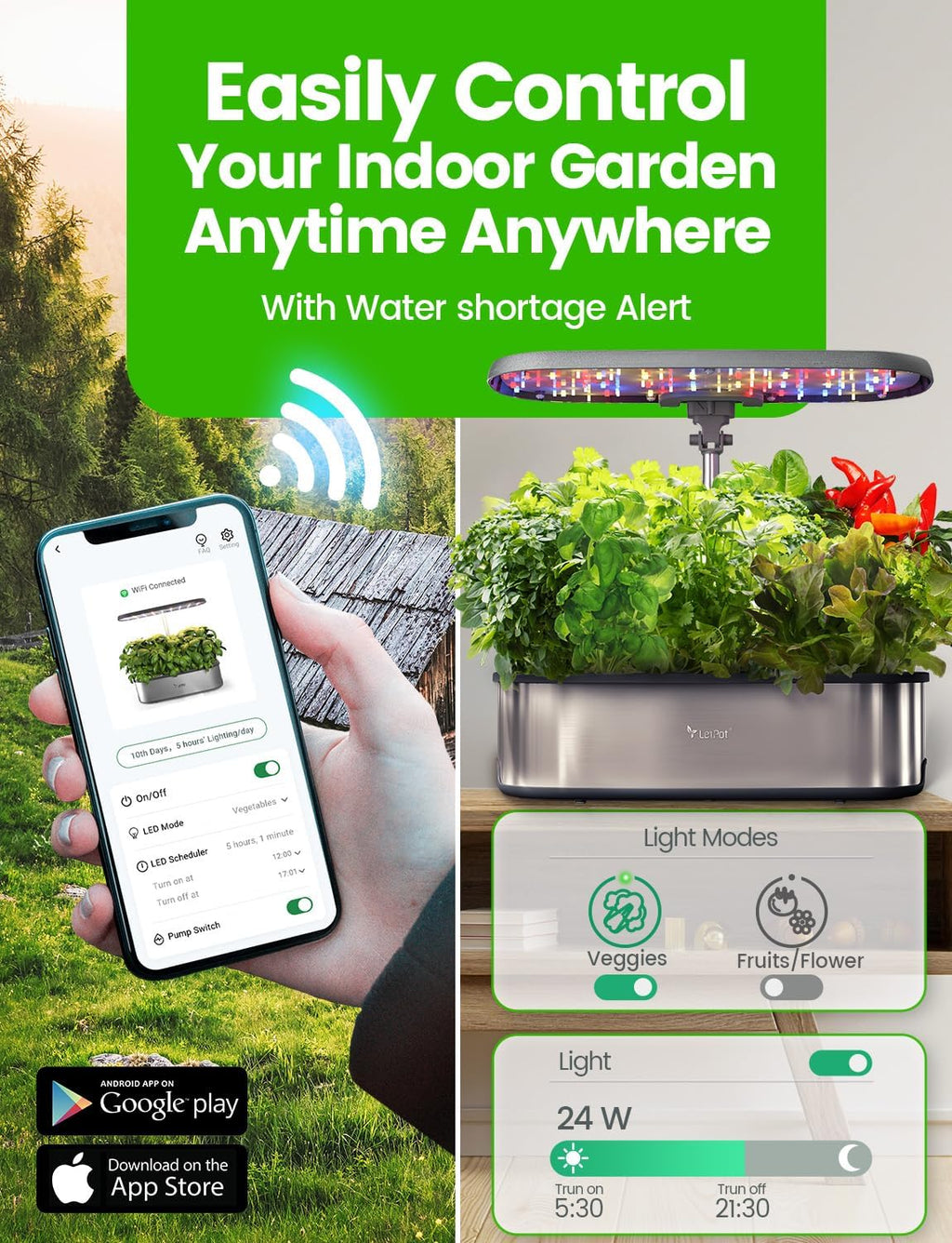 Hydroponic Planting System 12 Indoor Smart Herb Garden Set Indoor Garden App and WiFi Control