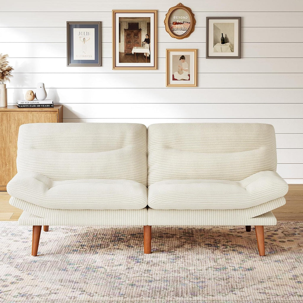 Futon Sofa Bed Futon Sofa Adjustable Back Armrests Converts to Small Sleeper Sofa Bed