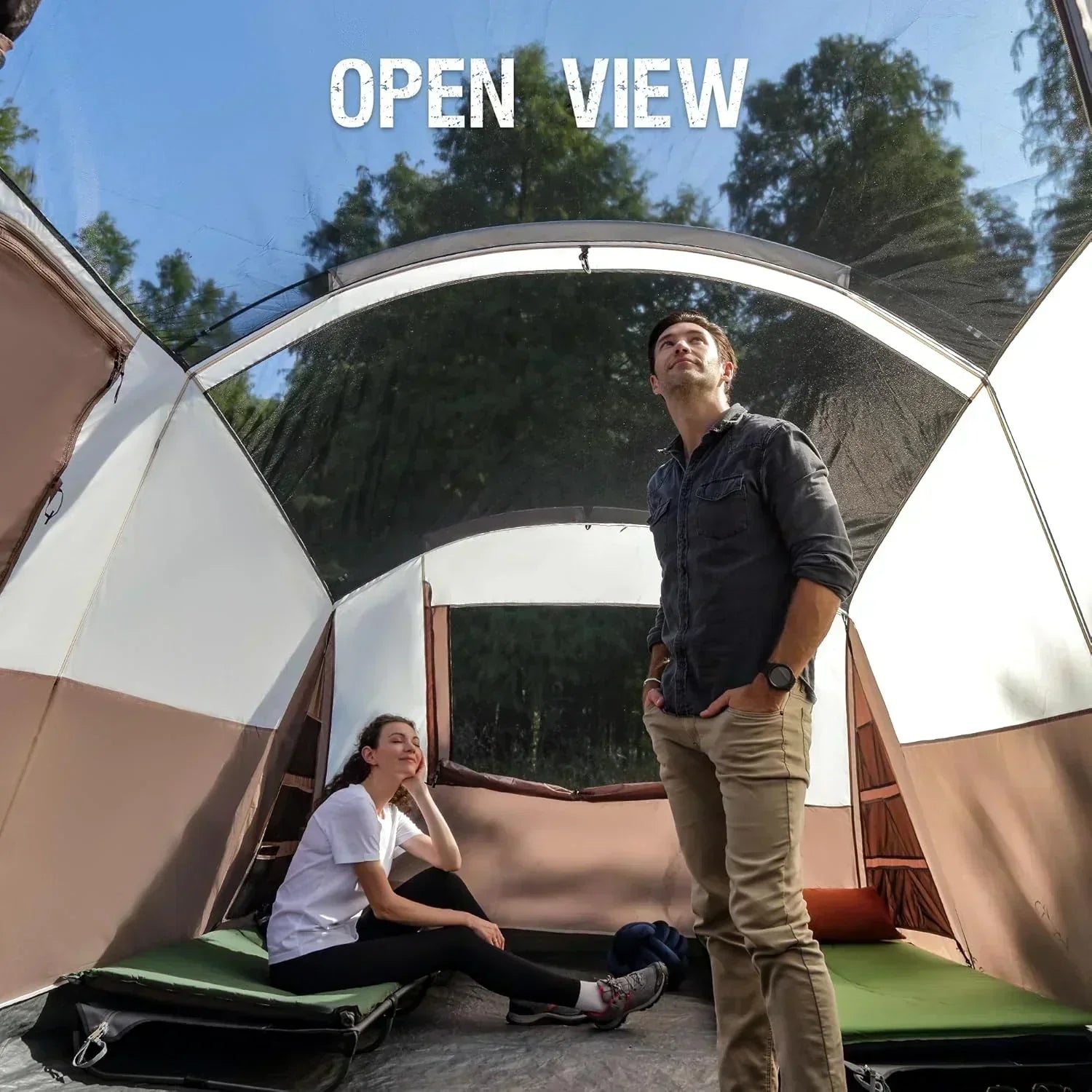 PORTAL 6/8/10 Person Family Camping Tent with Screen Room Water Resistant Big Tunnel Tent