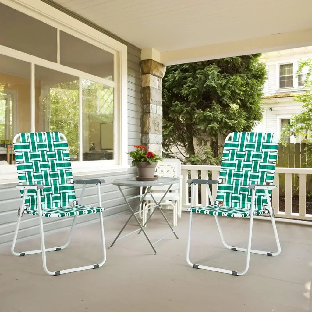 VINGLI Patio Lawn Webbed Folding Chairs Set of 2 Outdoor Beach Portable Lawn Chair