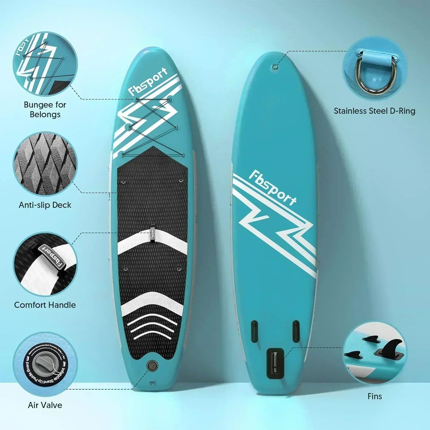 FBSPORT 11' Premium Stand Up Paddle Board Yoga Board with Durable SUP Accessories Carry Bag