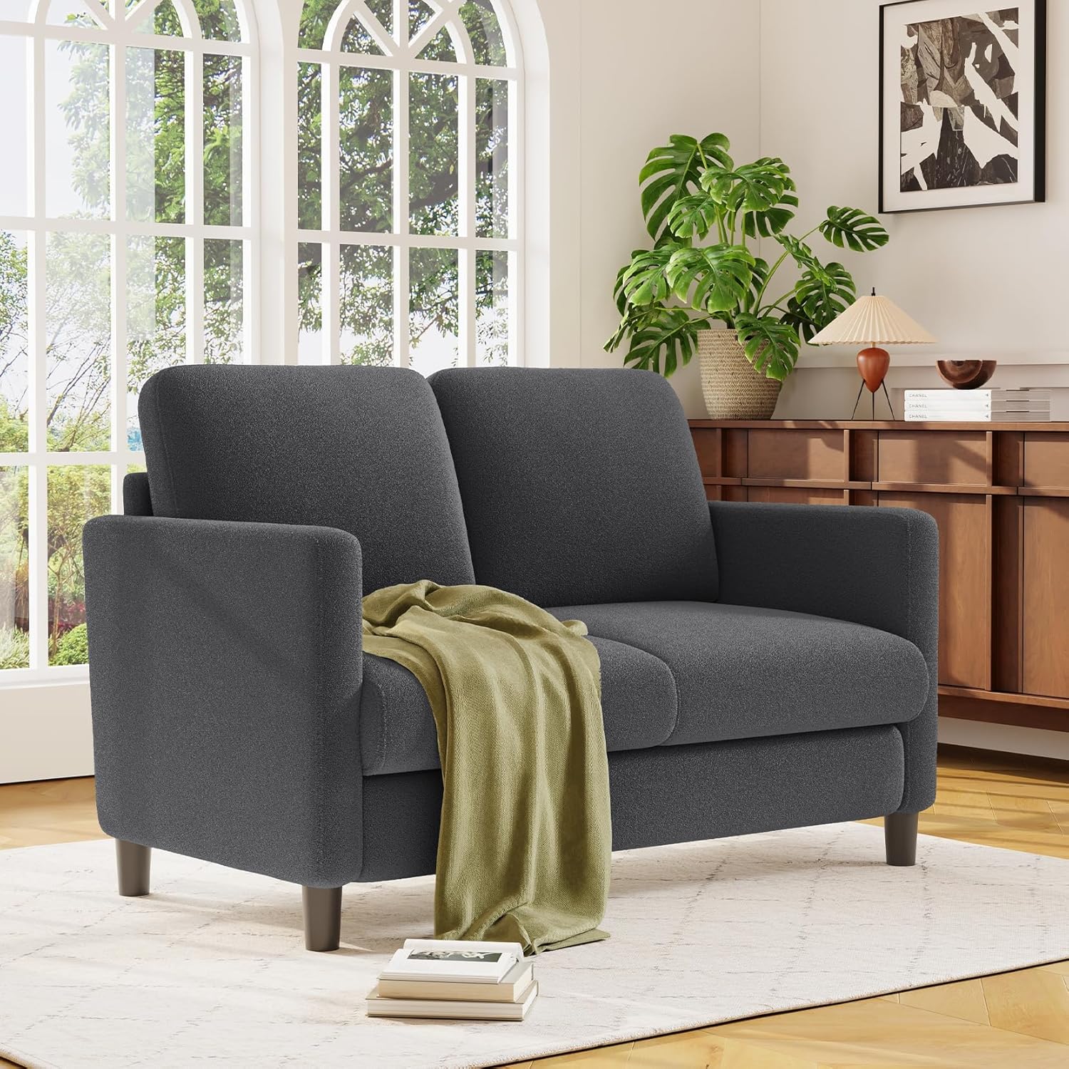 Loveseat Sofa 51 Love Seat Comfy Corduroy Small Loveseat Tool-Free Setup Couch