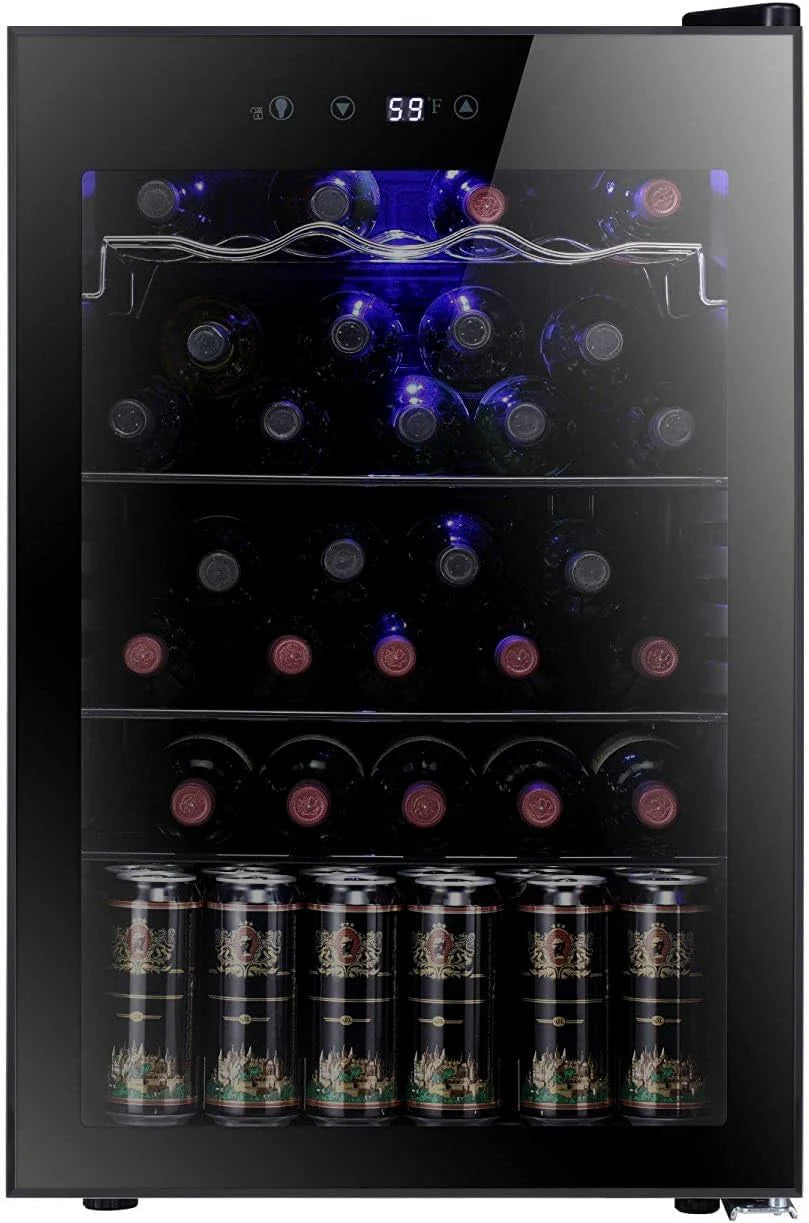 Antarctic Star 26 Bottle 130 Can Wine Cooler Cabinet Beverage Refrigerator Mini Wine Cellar