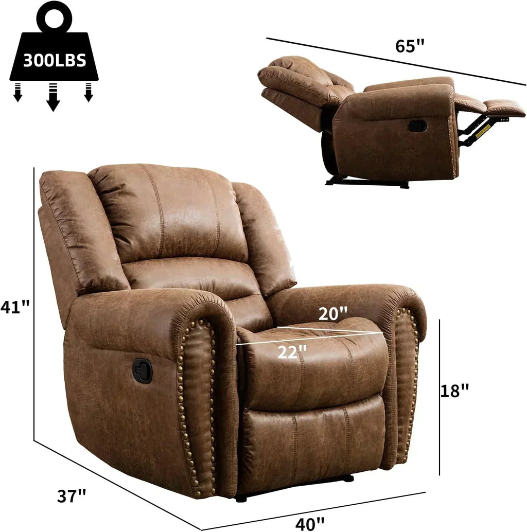 Leather recliner classic traditional manual recliner single sofa for living room