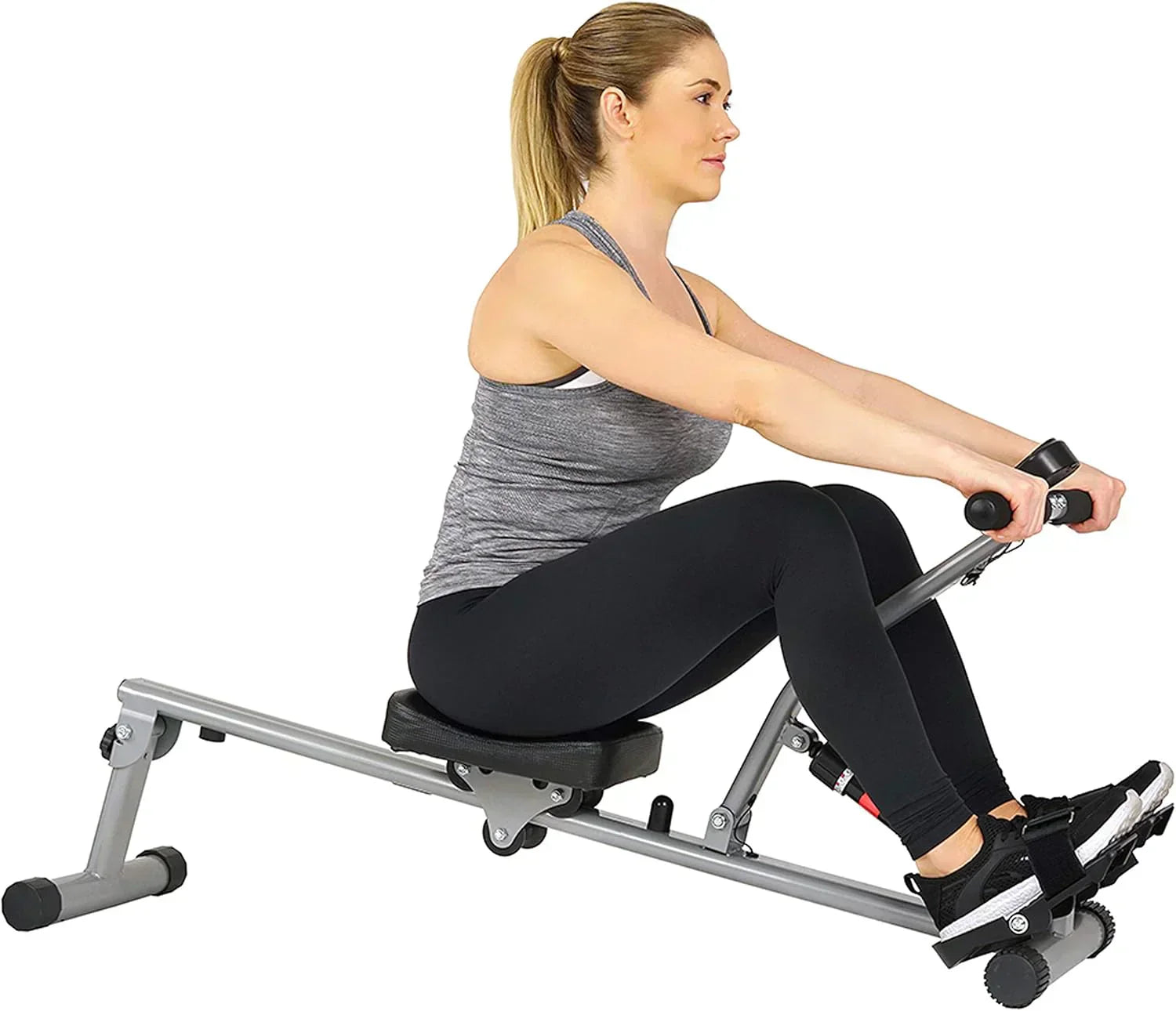 Sunny Health & Fitness Compact Adjustable Rowing Machine with 12 Levels of Resistance
