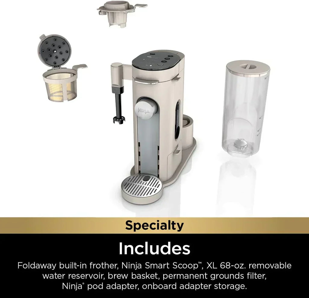 Ninja Pods Grounds Single-Serve Coffee Maker K-Cup Pod Compatible Brews Grounds Compact Design