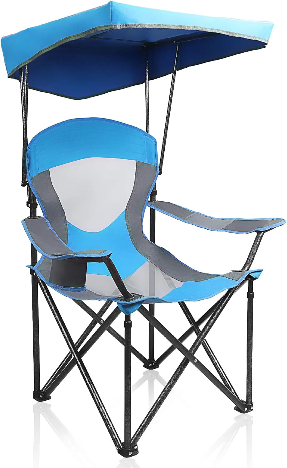 ALPHA CAMP Heavy Duty Canopy Camping Chair, 350 lbs Capacity Oversized Folding Chair with Adjustable Sunshade, Portable Sunshade Chair with Cup Holder for Beach, Fishing, Outdoor