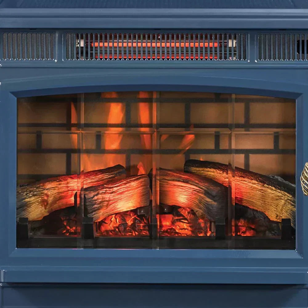Freestanding Electric Fireplace Stove Heater with 3D Flame Effect for 1000 Sq. Ft