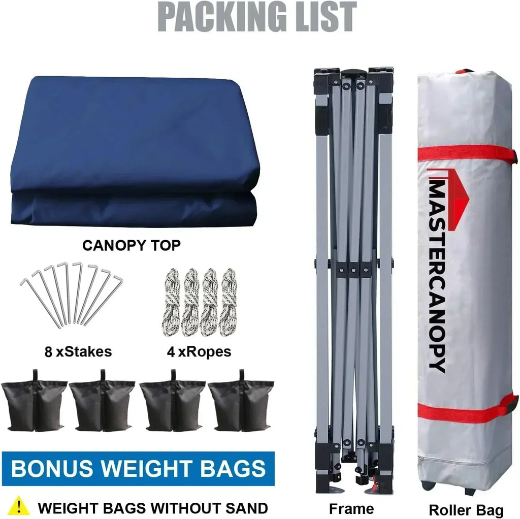 Durable Pop-up Canopy Tent with Roller Bag (10x10 Black)