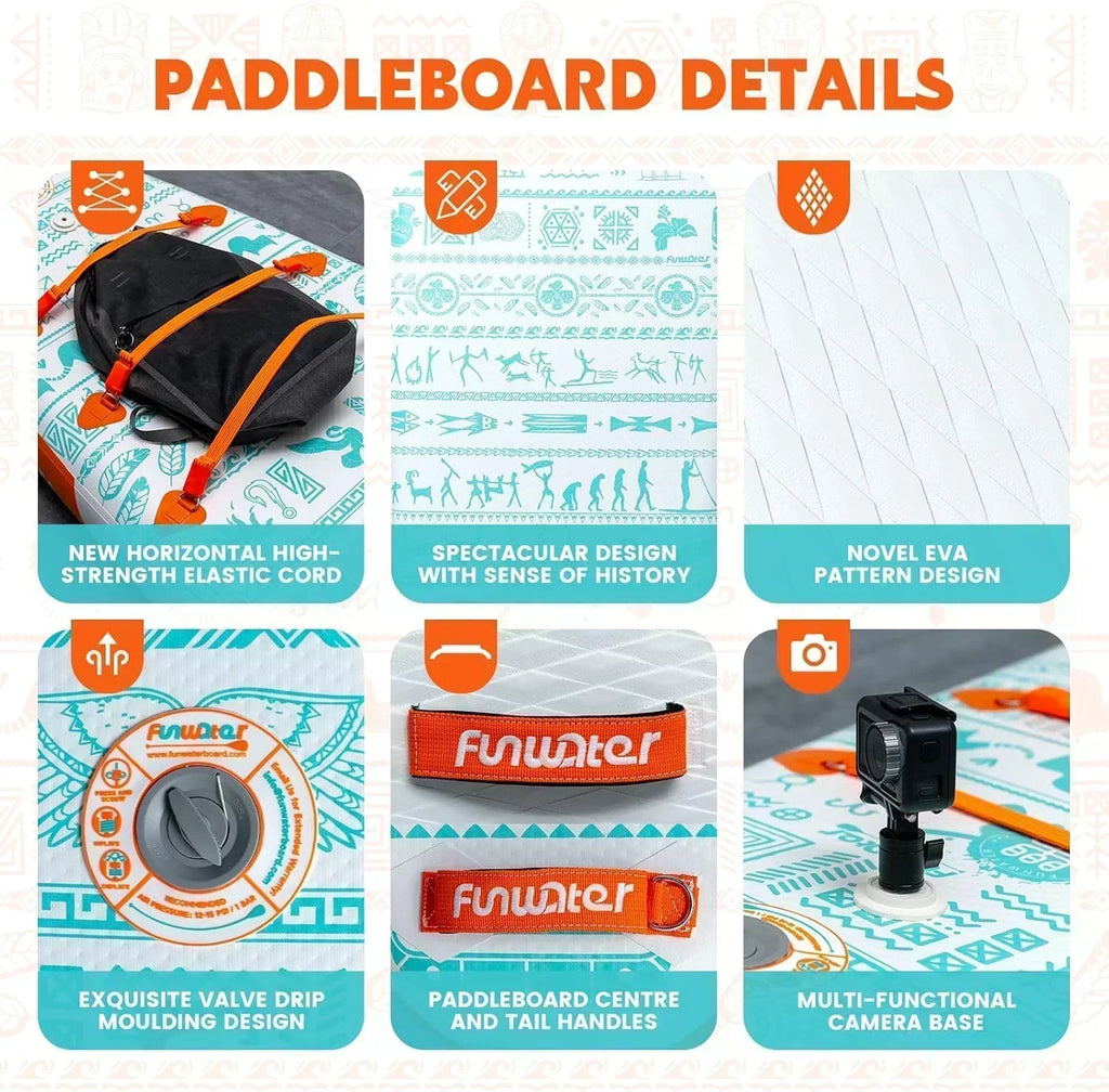 FunWater Inflatable Stand Up Paddle Board Premium SUP Paddle Accessories EVA Deck