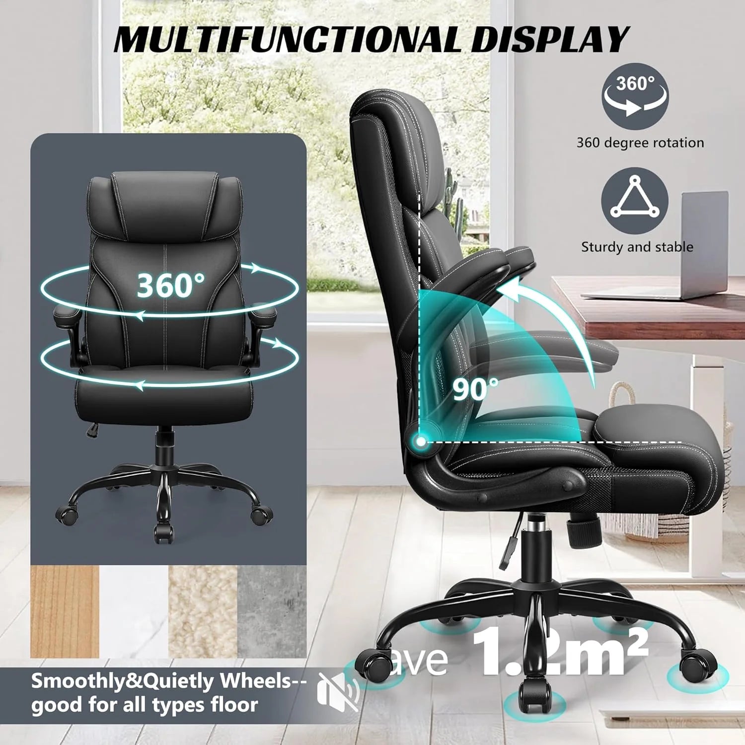 Office Chair Large High-Foot Computer Desk Chair, Breathable Leather Chair Lumbar Support Rotating Computer Chair