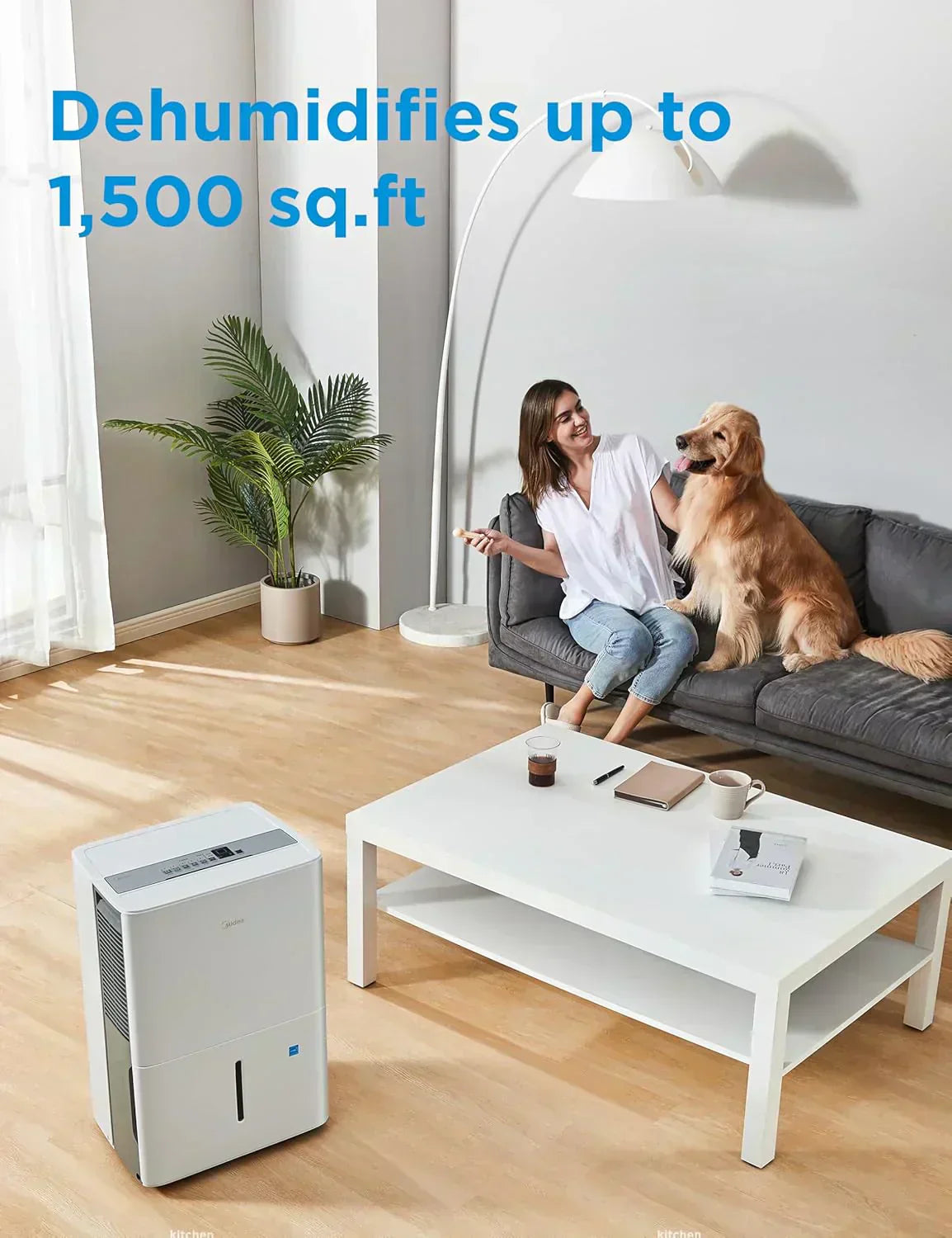Midea 4,500 Sq. Ft. Dehumidifier Pump Included Energy Star Certified 50 Pint Ideal For Basements