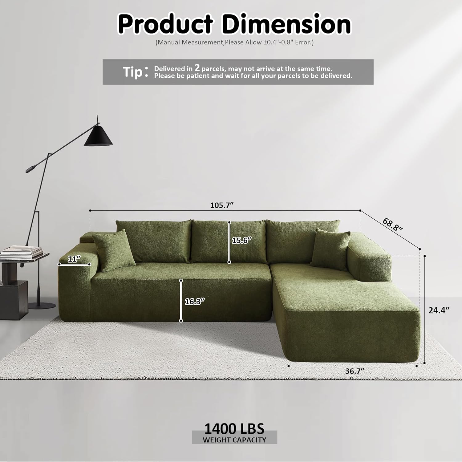 Ovios 104 Cloud Section Sofa L-shaped lounge chair, modern modular sofa
