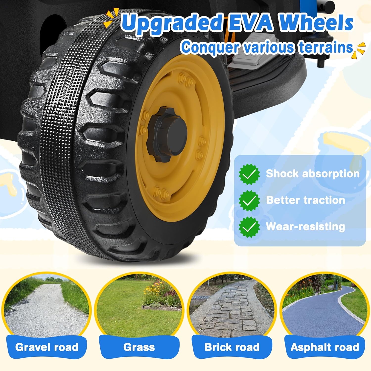 24V Ride On Tractor Tiltable Detachable Trailer 2x65W Motors EVA Tires Remote Control