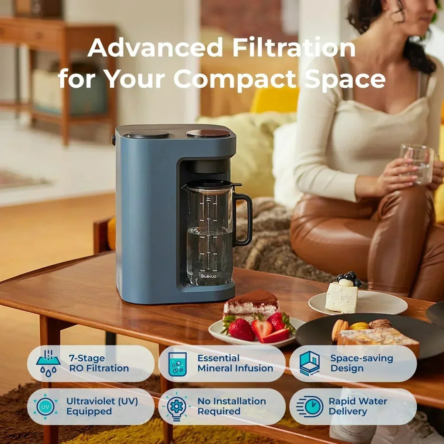 Bluevua RO100ROPOT-Lite(UV) reverse osmosis system countertop water purifier 7-stage purification