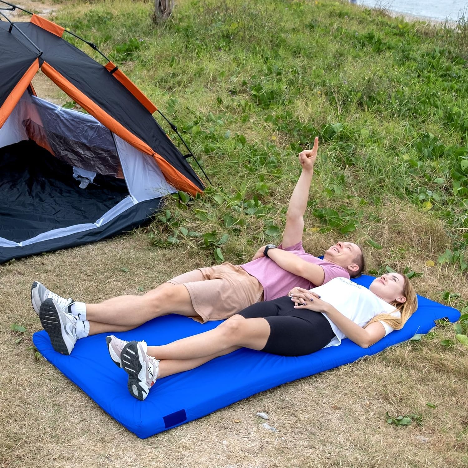Matrix Comfort-Cell Memory Foam Camping Mattress Pad, Portable Foam Sleeping Pad for Camping, Roll up Sleeping Mat for Adults Floor Mattress Guest Floor Bed for Sleepover, Car, Tent SUV Cot Mattress