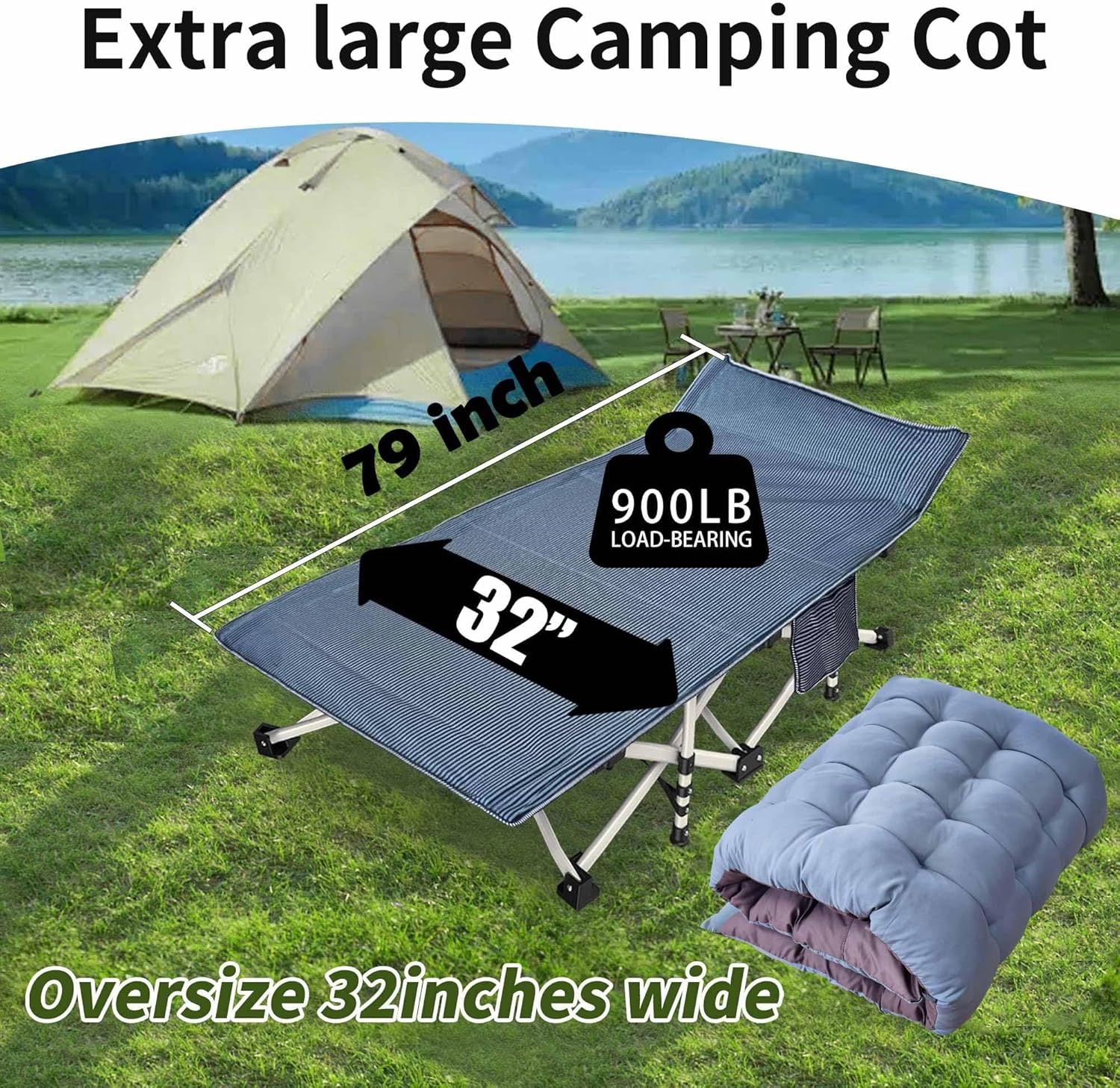 2 Pack Camping Cot with Mattress Comfortable Sleeping Cot Camping Cots for Adults 2 Person Folding Cot Heavy Duty Cots for Sleeping with Carry Bag Outdoor Indoor Home Vacation