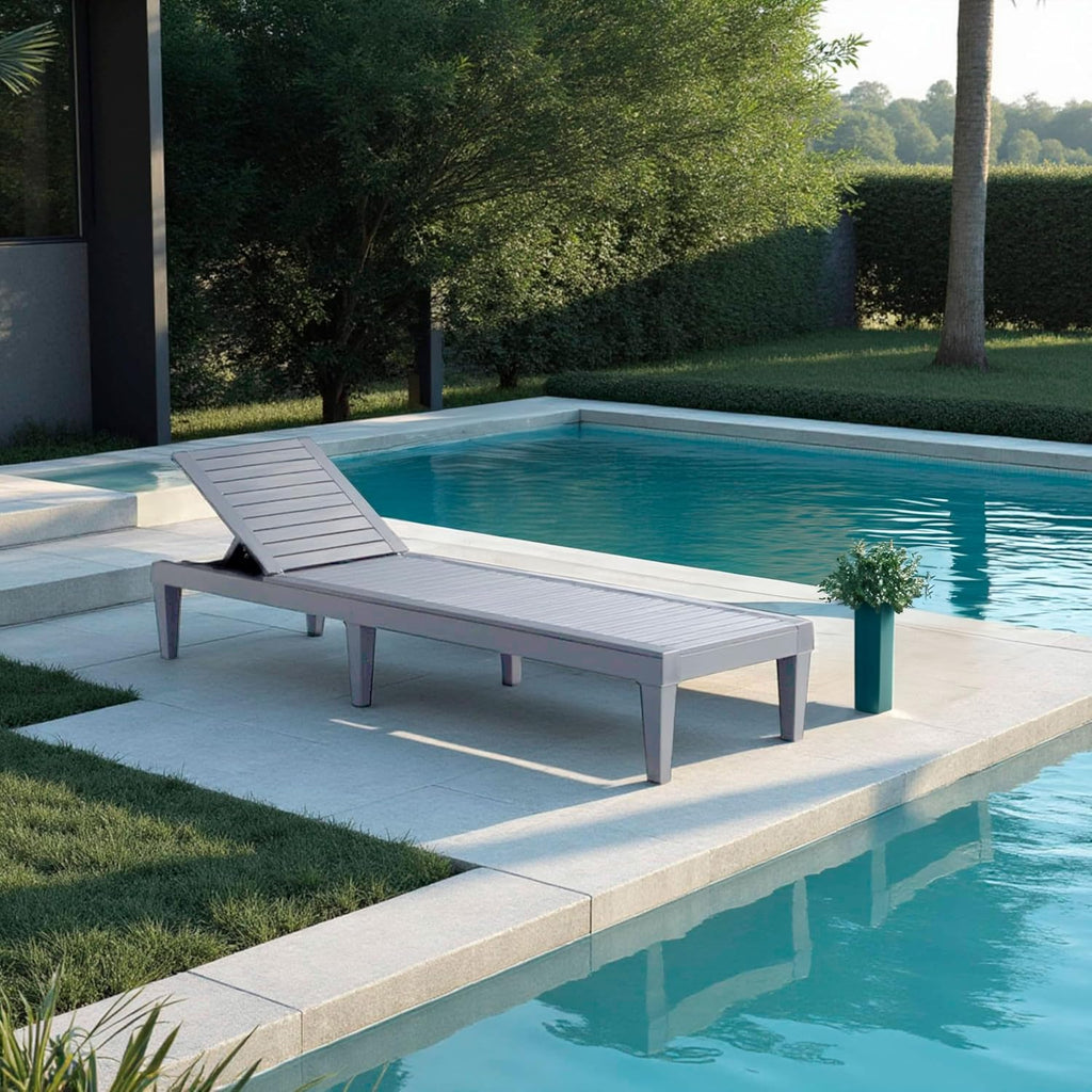 Patio Chairs Black Chaise Lounge Chair Outdoor 5-Position Adjustable Sun Tanning Chair