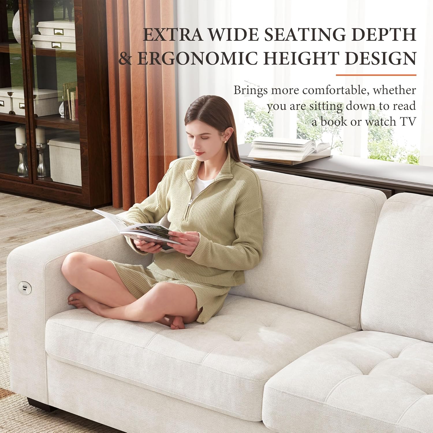 ihanherry 146-inch U-shaped modern sofa modular area cloud sofa