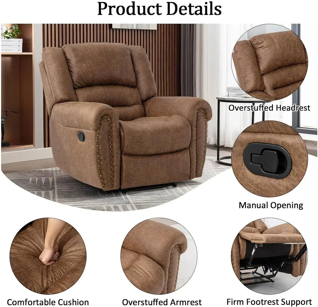 Leather recliner classic traditional manual recliner single sofa for living room