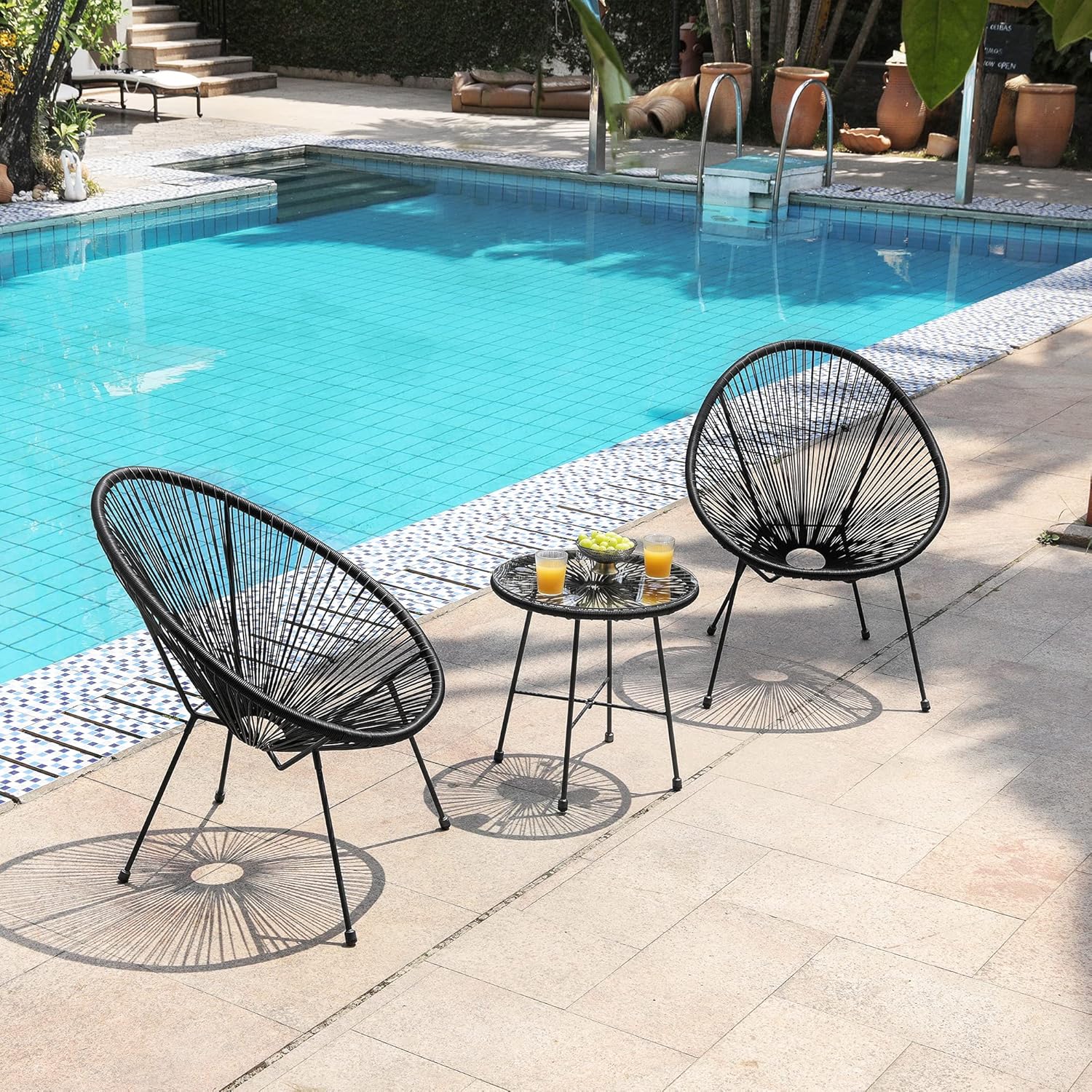 Outdoor Settee 2-Seat Garden Furniture with Backrest PE Rattan