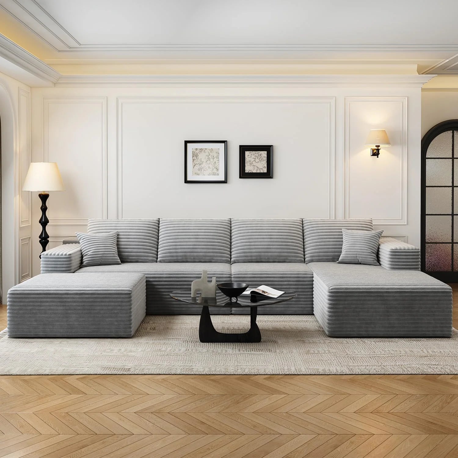 107.5 inch Cloud Modular Sectional Sofa with L-Shaped Chaise Lounge, Modern Minimalist Upholstered Sofa Deep Seating Corner Sofa