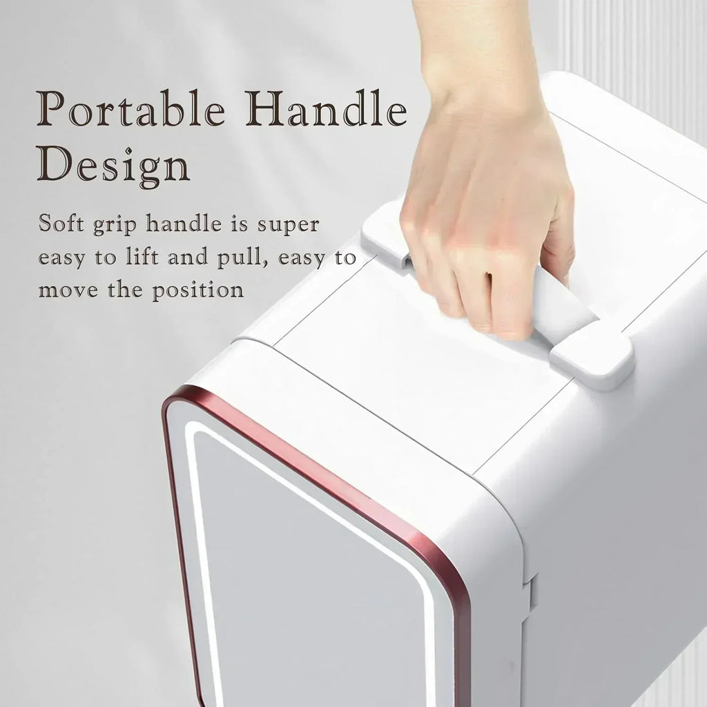 Skincare Fridge 6L/10 Can Mini Fridge for Bedroom with Dimmable LED Mirror Portable Cooler