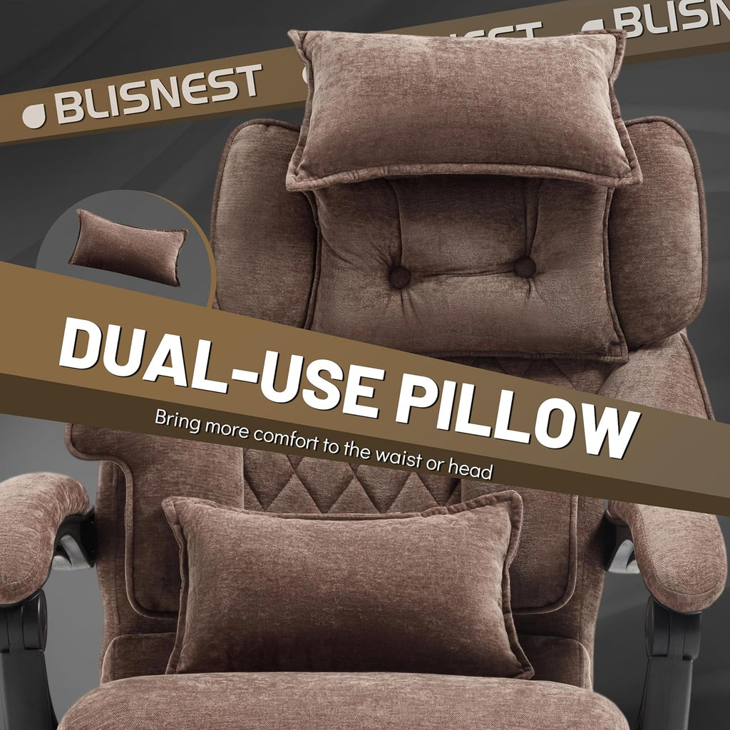Massage Office Chair with Footrest, Large and Tall Leather Office Chair 500 lbs
