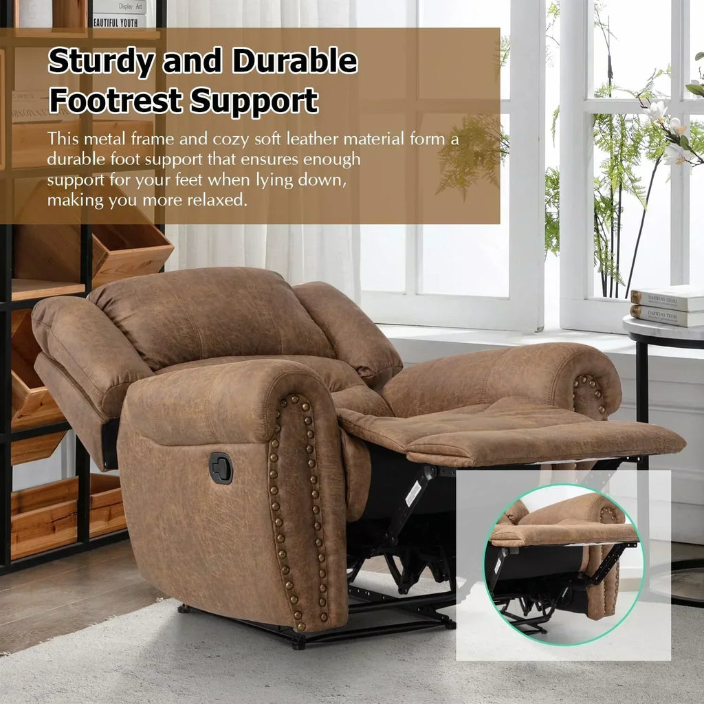 Leather recliner classic traditional manual recliner single sofa for living room