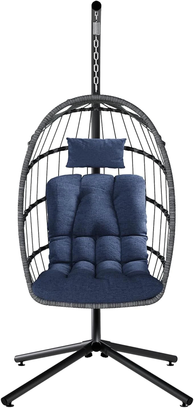 SWITTE Egg Chair Outdoor Indoor Wicker Hanging Egg Swing Chair 350lbs Capacity for Patio