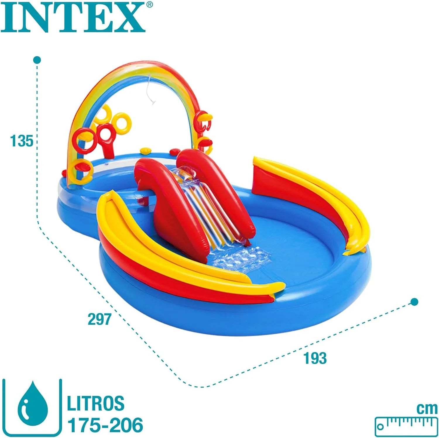 Intex 96 x 78 x 28 Inflatable Jungle Adventure Play Center Spray Kiddie Pool - Backyard Kids Water Slide, Outdoor Blow-Up Splash Pad for Toddlers