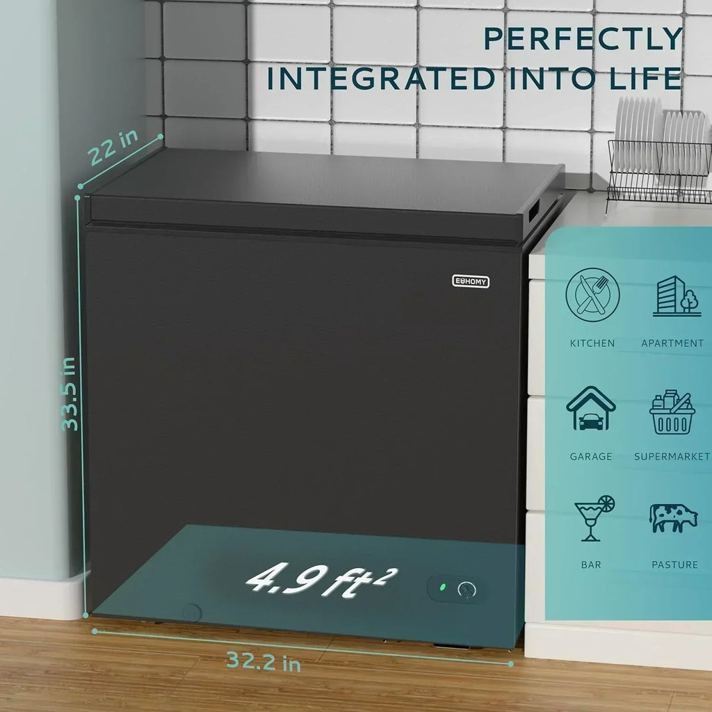 EUHOMY 3.5 Cu.Ft Chest Freezer with Removable Basket Small Deep Freezer Adjustable 7 Thermostat