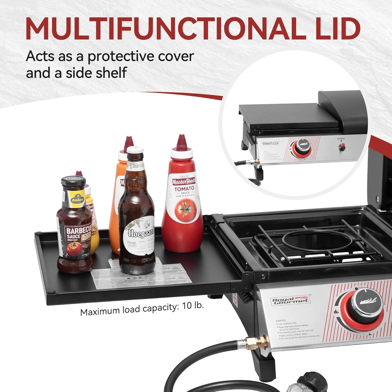 Royal Gourmet PD1305H 3 Burner Propane Gas Grill and Griddle Combo Lid 3-in-1 Grill Griddle Combo