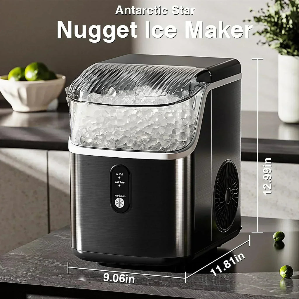 Nugget Ice Makers Countertop Pebble Ice Machine with Chewable Pellet Ice Self-Cleaning