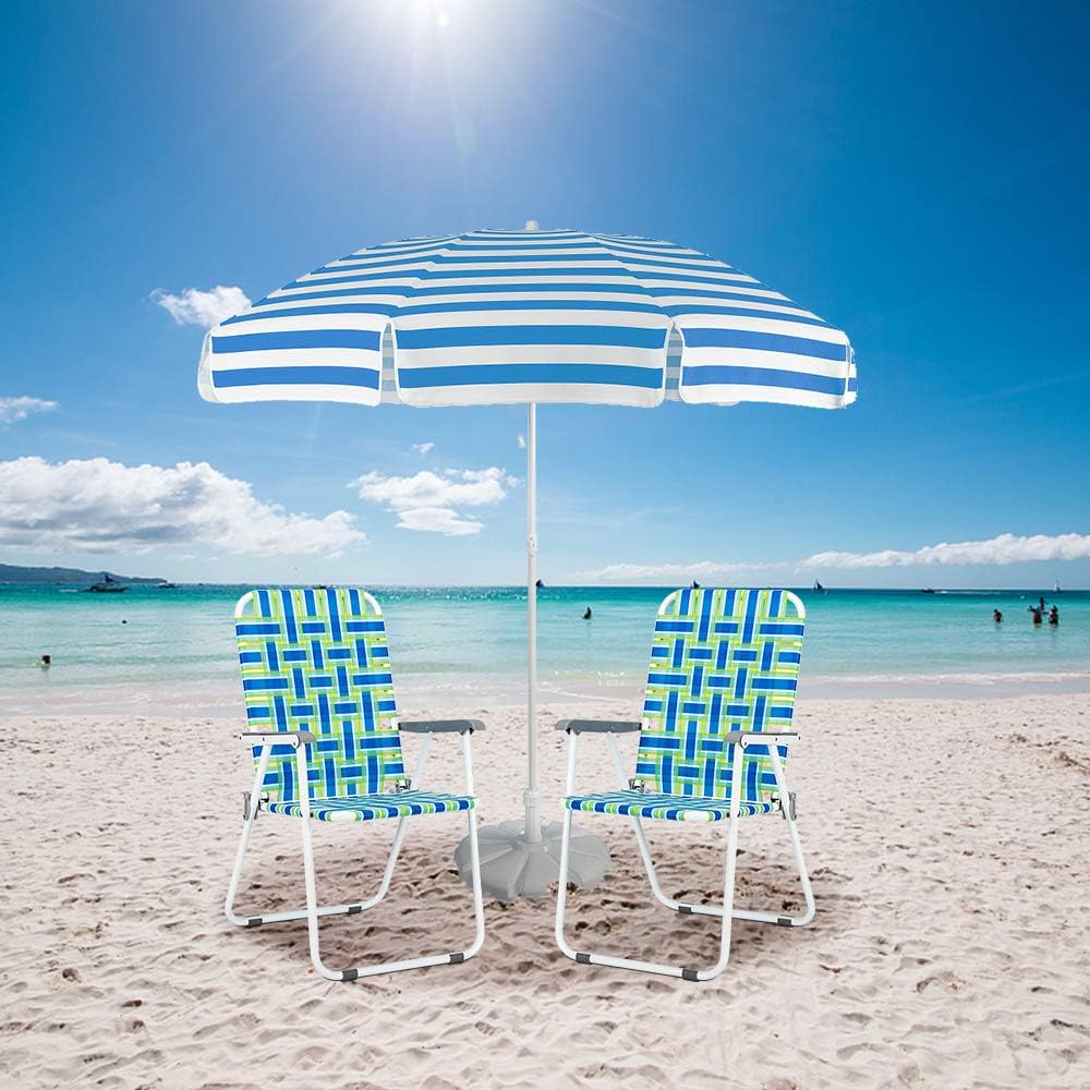 VINGLI Patio Lawn Webbed Folding Chairs Set of 2 Outdoor Beach Portable Lawn Chair