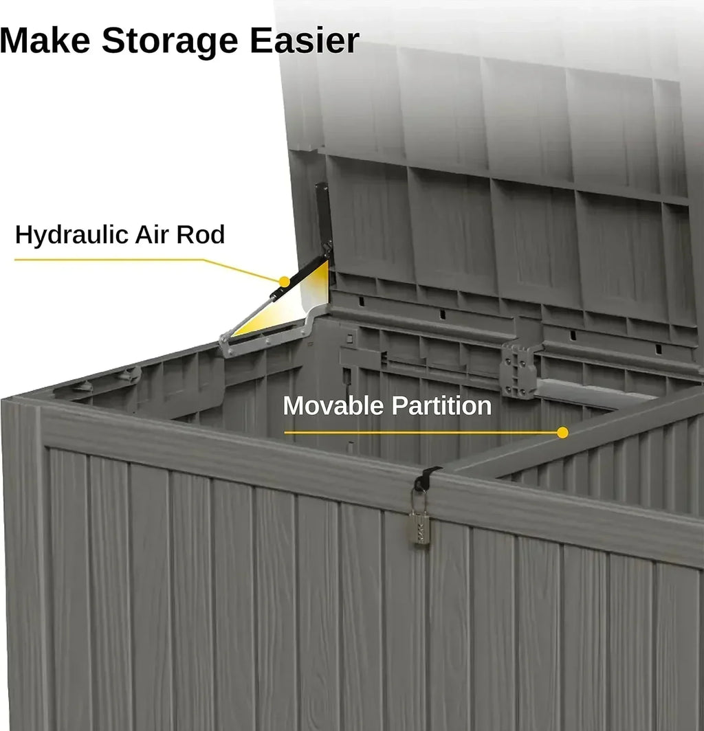 EAST OAK Outdoor Storage Box 60 Gallon Deck Box Indoor and Outdoor Use Waterproof Resin Storage