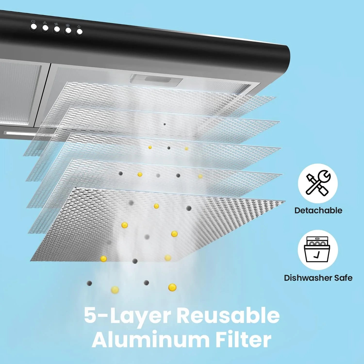 Comfee 30 Under Cabinet Ducted/Ductless Convertible Slim Vent Durable Stainless Steel Kitchen Reusable Filter