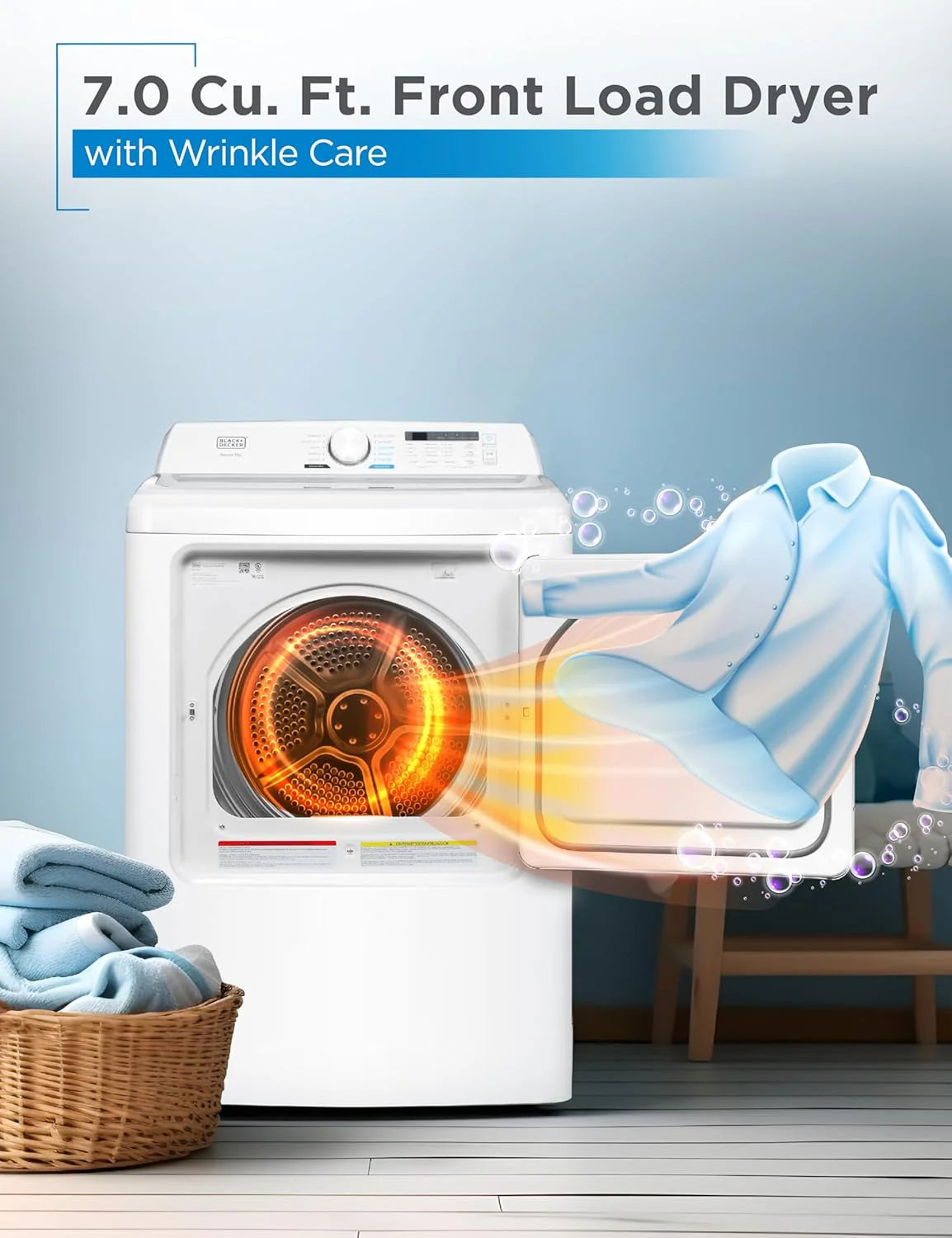 Compact Clothes Dryer, 1.5 Cu. Ft. 850W Electric Dryer, 120V Vented Portable Dryer with Stainless Steel Drum, for 5.5 lbs. of clothing for Standard Wall Outlet